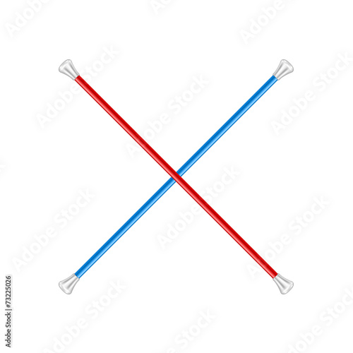 Two crossed twirling batons