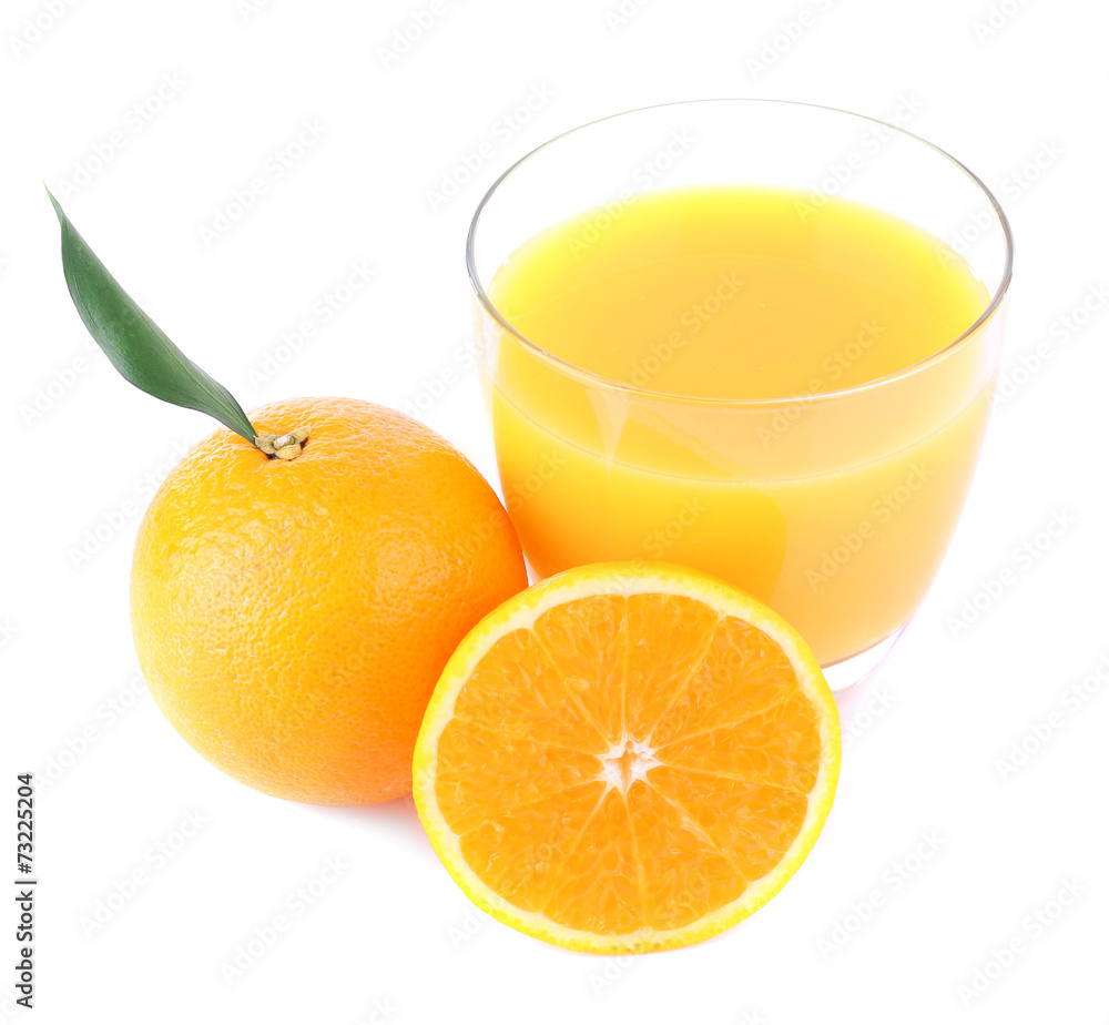Glass of fresh orange juice isolated on white Glass of fresh orange juice isolated on white