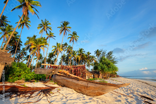 Tropical beach, Zanzibar island photo