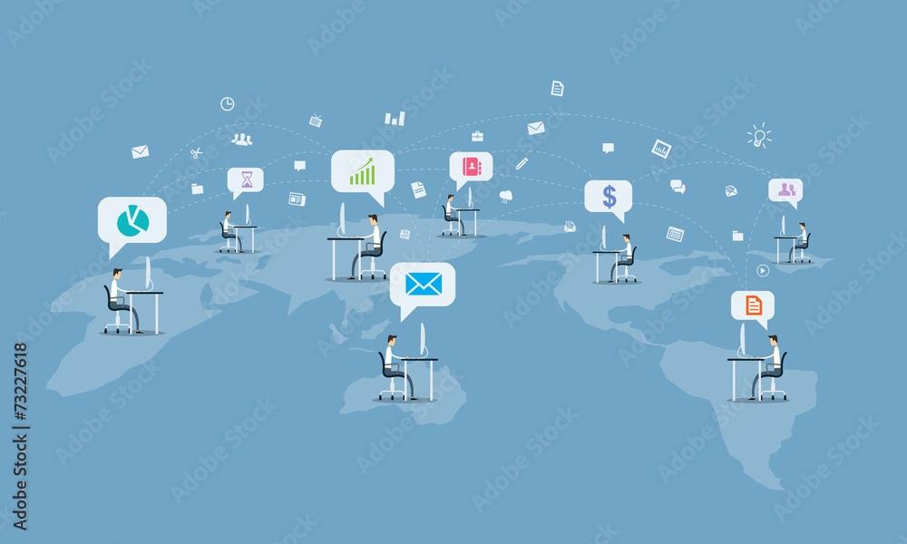 global social business communication connection background