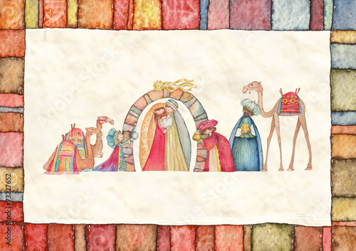 Christian Christmas Nativity scene with the three wise men