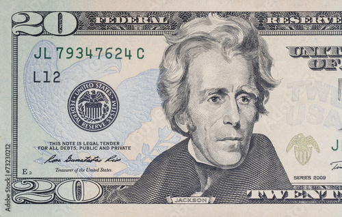 twenty paper dollars bill macro