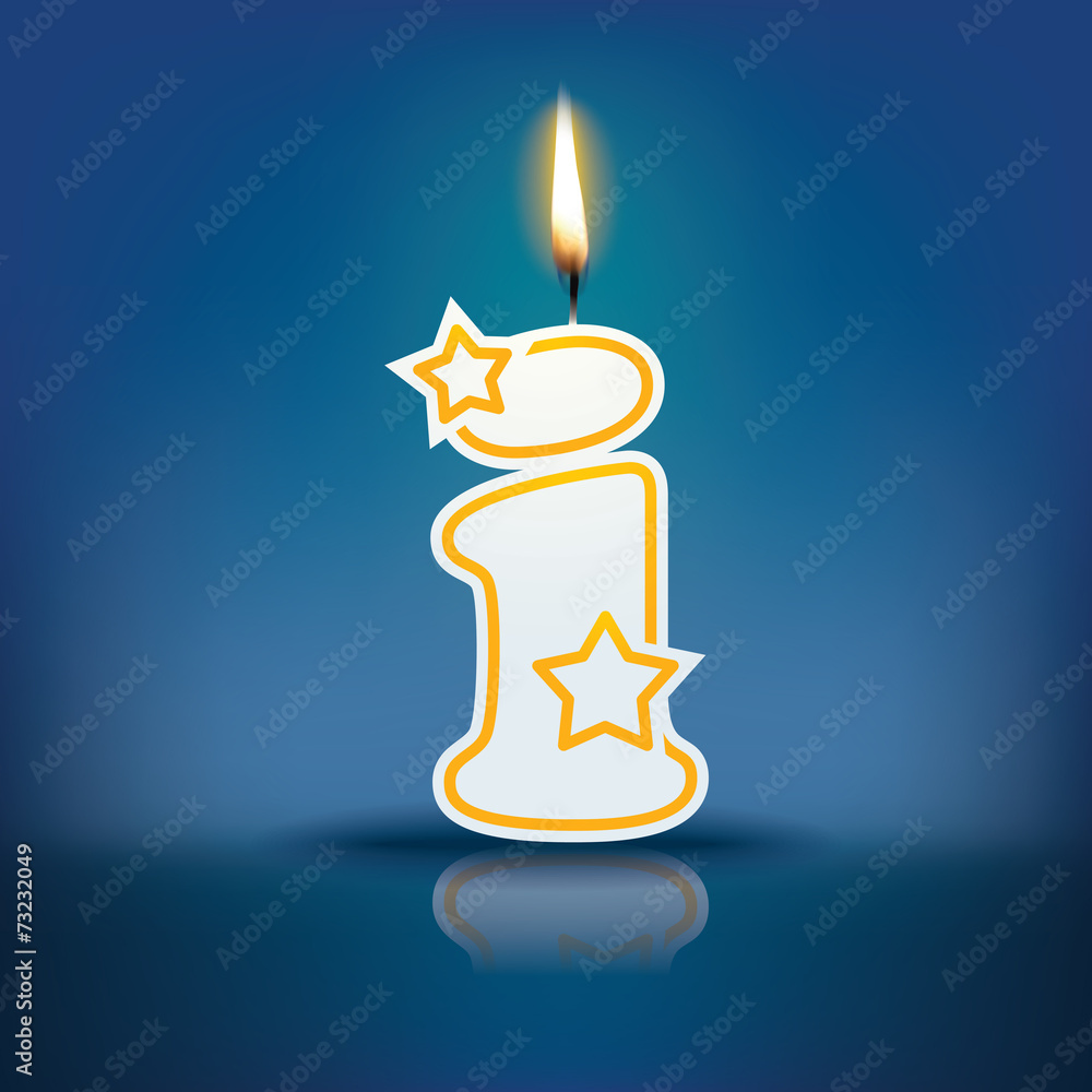 Fototapeta premium Candle letter i with flame