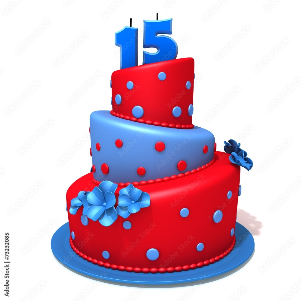 Birthday cake with number fifteen Birthday cake with number fifteen