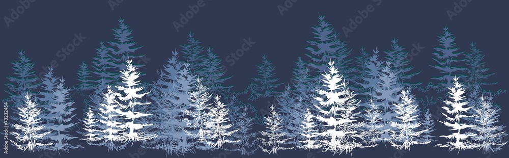 Winter background with Christmas trees