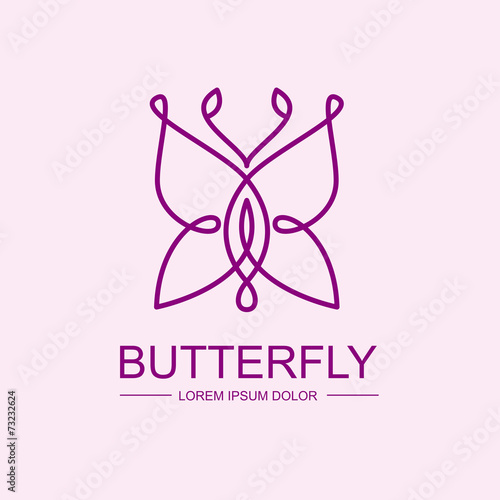 Abstract infinity butterfly symbol. Vector logo template. Design
