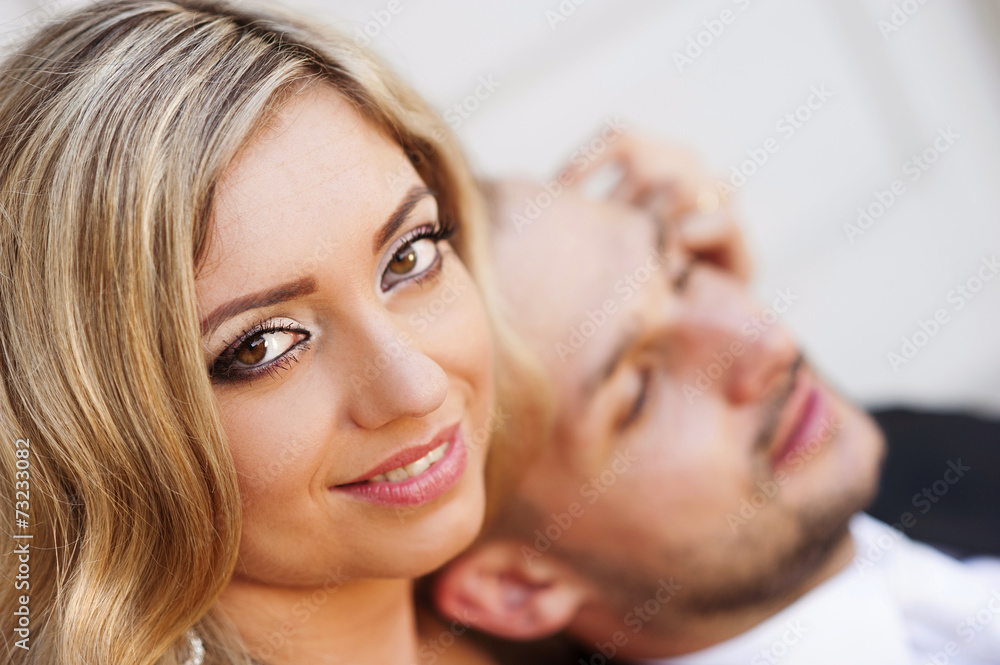 Portrait of happy young bride and groom Portrait of happy young bride and groom