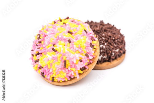 Marshmallow Cookies With Sprinkles Isolated