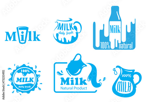 Blue and white Milk labels