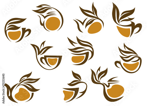Organic herbal tea icons