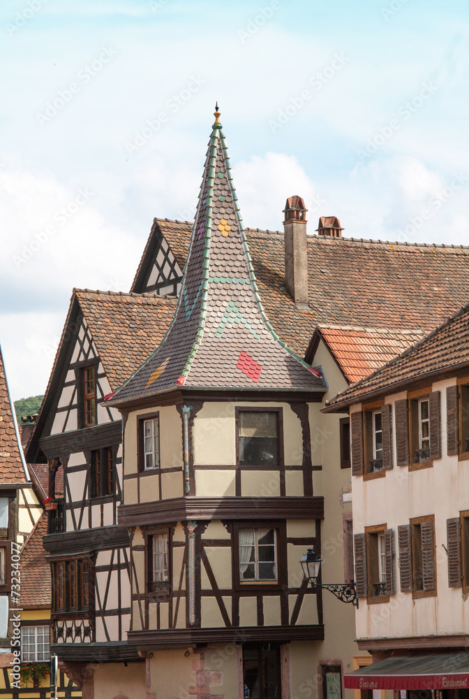 Maisons à oriel à Kaysersberg, Haut Rhin, Alsace
