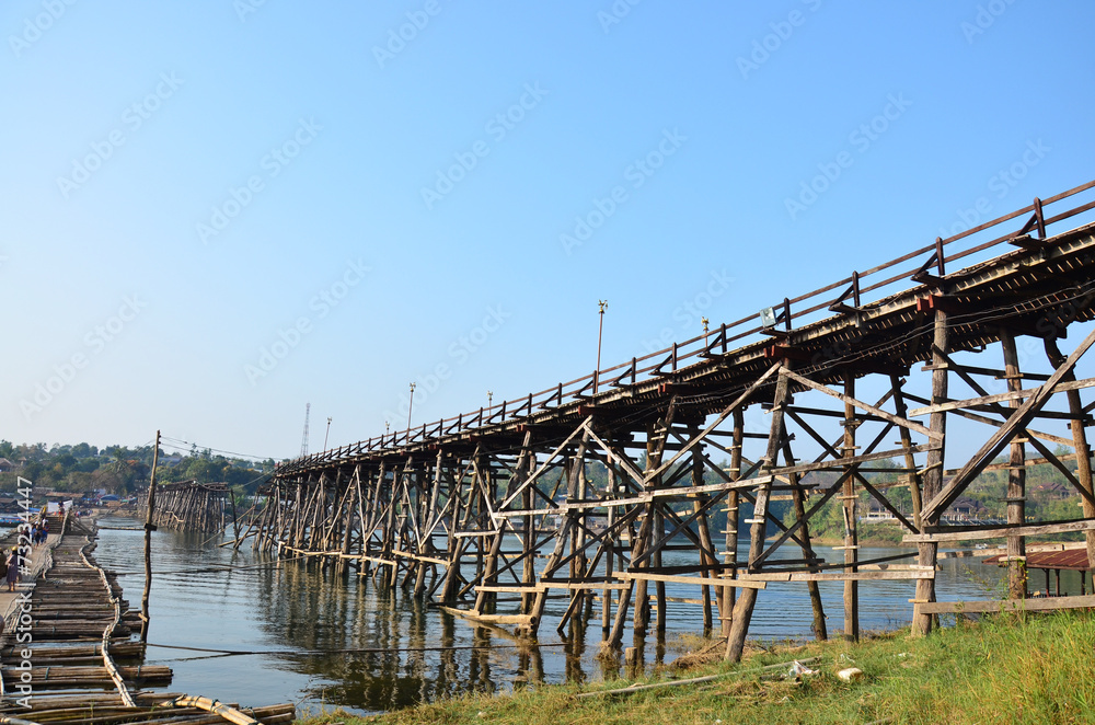 Saphan Mon  wooden bridge Broken at  Sangkhlaburi