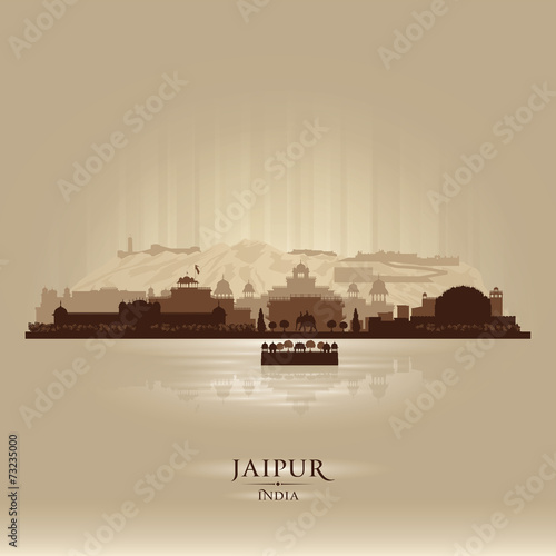 Fototapeta Naklejka Na Ścianę i Meble -  Jaipur India city skyline vector silhouette