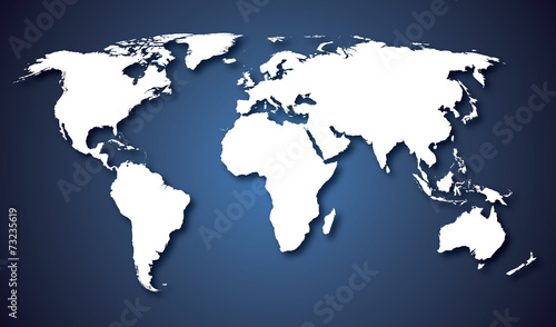 Fototapeta Naklejka Na Ścianę i Meble -  World map countries white with blue gradient background