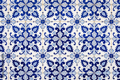 Traditional azulejos in Tavira photo