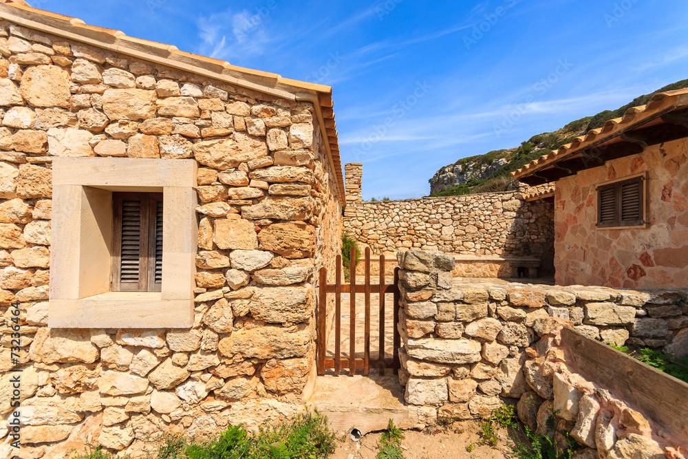 Traditional stone houses, Cala S'Almunia, Majorca island, Spain