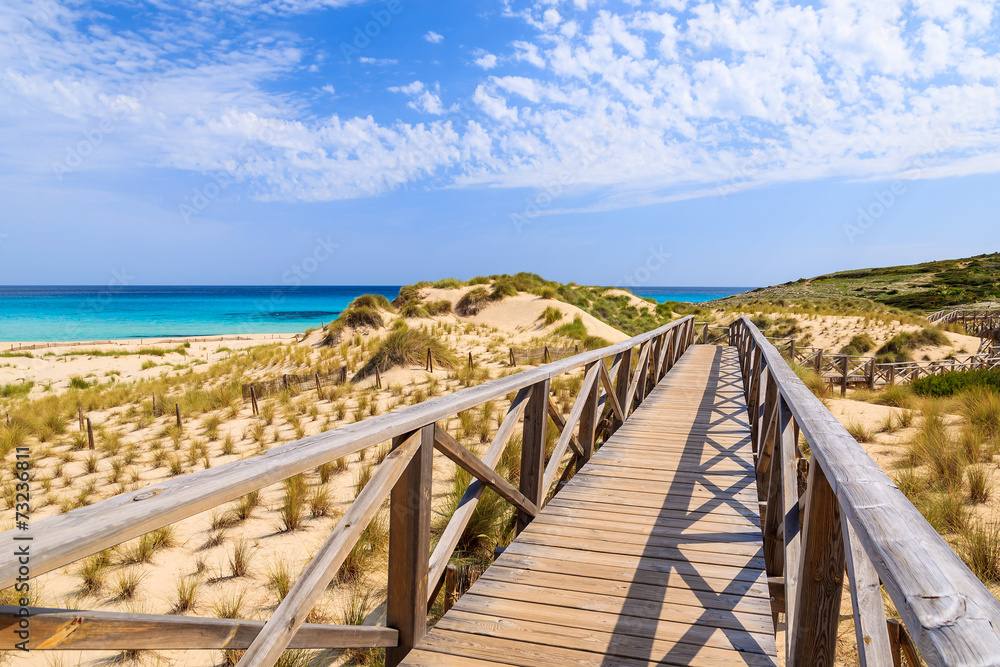 Footbridge walkway to Cala Mesquida beach, Majorca island