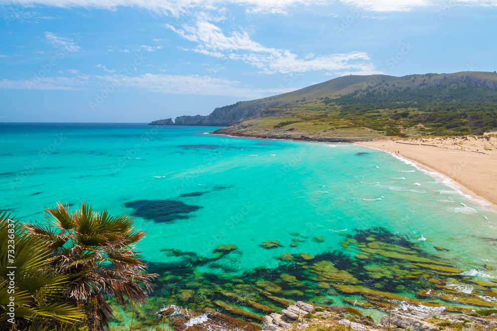 Cala Mesquida beach and turquoise sea, Majorca island, Spain