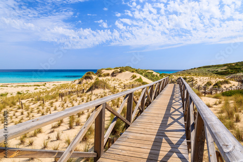 Footbridge walkway to Cala Mesquida beach  Majorca island