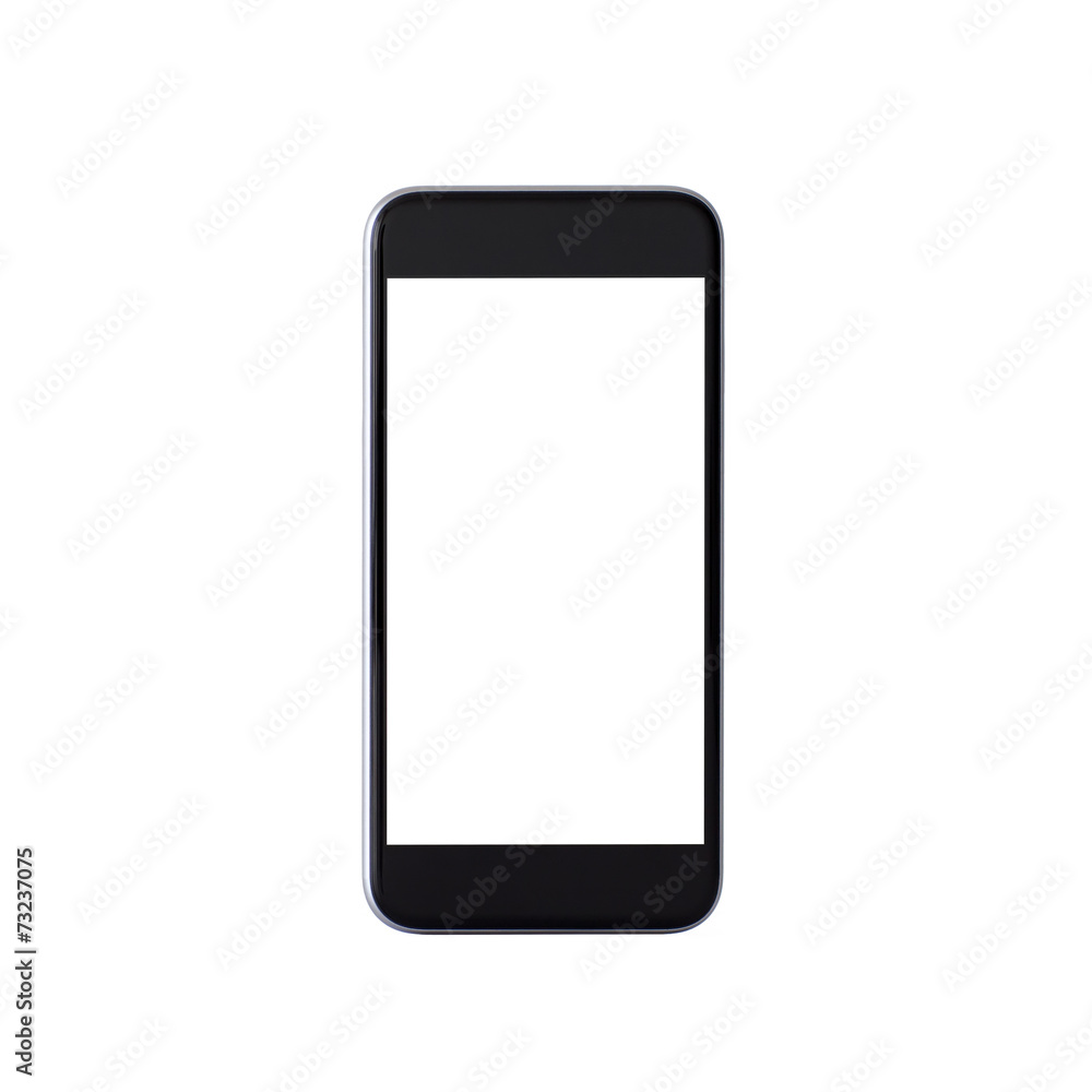 Isolated black phone with white screen Isolated black phone with white screen