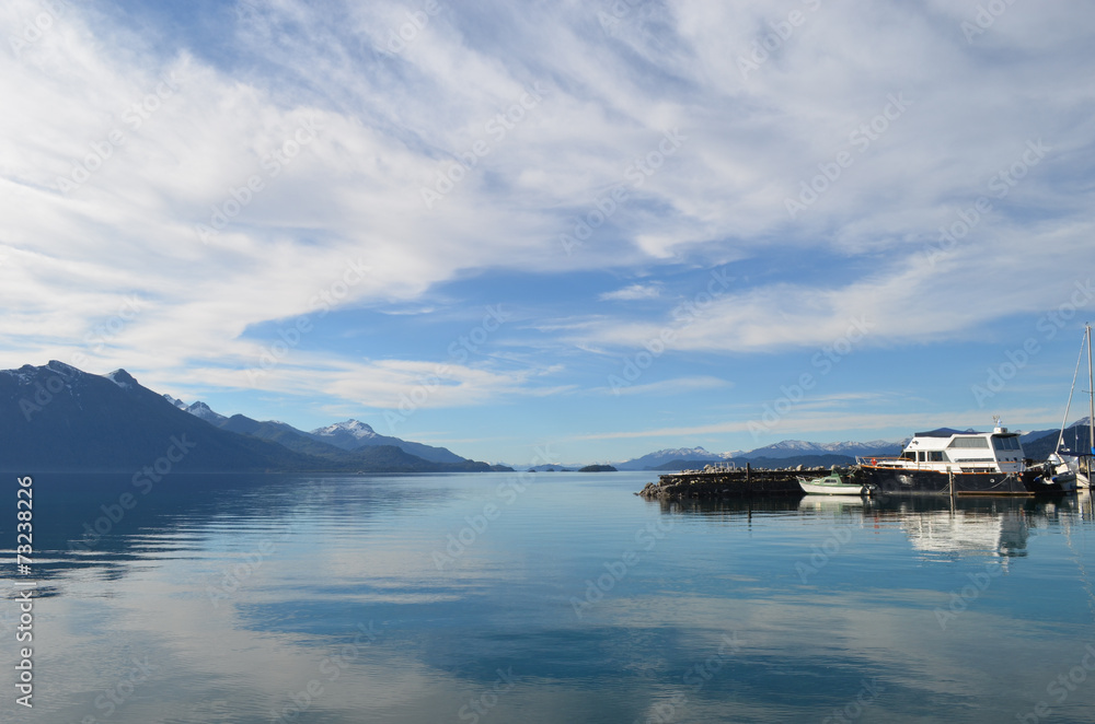 Little harbour on mountain lake Nahuel Huapi