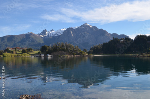 Andes reflecting in lake Nahuel Huapi