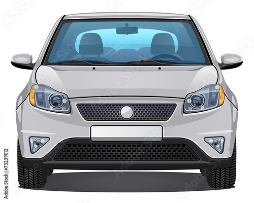 Vector silver Car - Front view | visible interior version