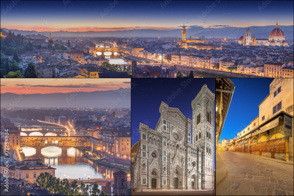 collage with images of Florence, Italy