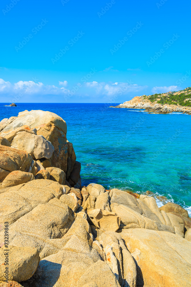 Coast of Sardinia island near Idyllic beach of Cala Cipolla