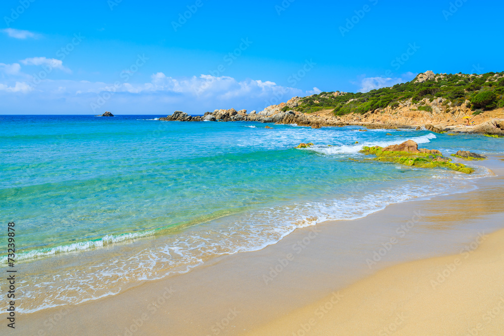 Cala Cipolla beach with turquoise sea water, Sardinia island