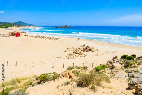 View of beautiful sea on Su Guideu beach  Sardinia island  Italy