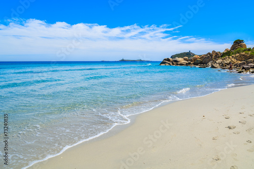Turquoise sea water on Villasimius beach, Sardinia island