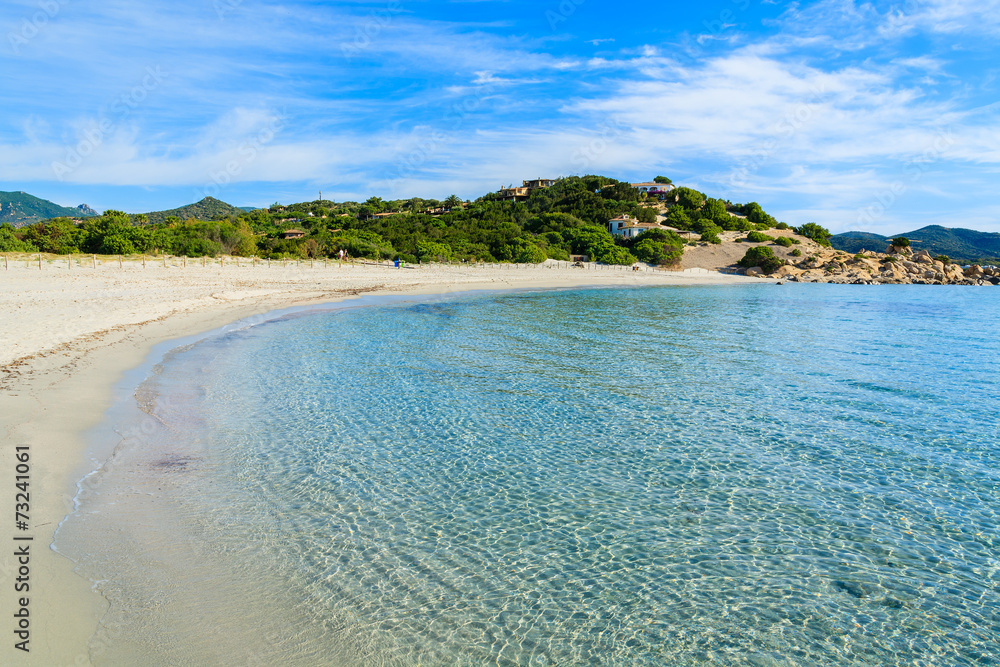 Beautiful beach and azure sea water, Porto Giunco bay, Sardinia