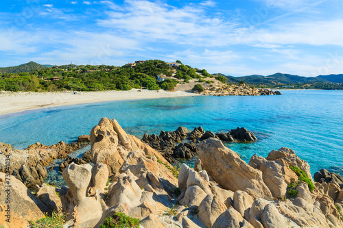Rocks and azure sea water of Porto Giunco beach, Sardinia island © pkazmierczak