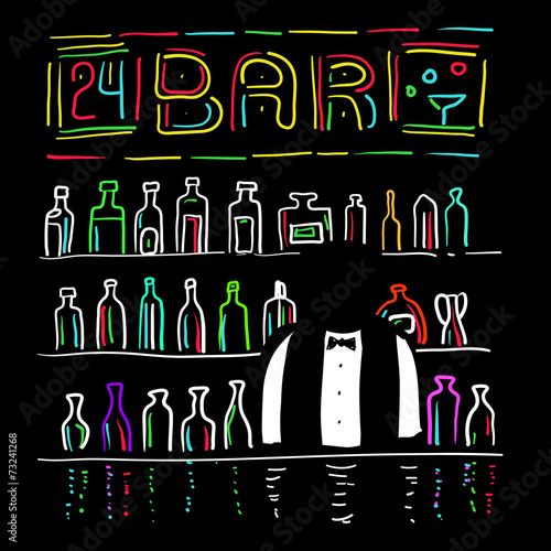 The bartender and bar