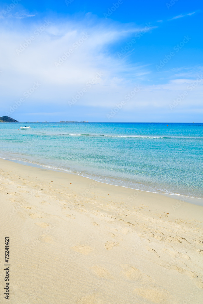 Turquoise sea and sand, Villasimius beach, Sardinia island