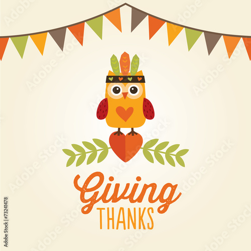 happy thanksgiving card owl cute costume giving thanks