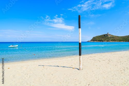 Beautiful Villasimius beach and azure sea water, Sardinia island