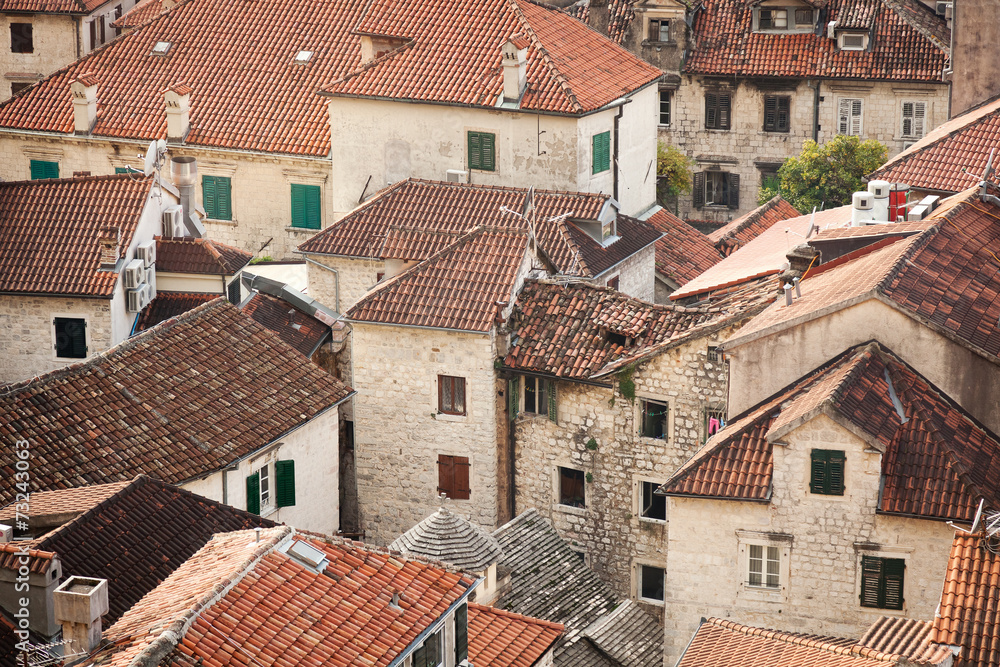 roofs in the old town of Kotor, Montenegro