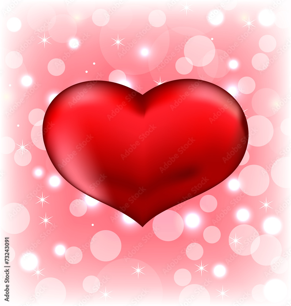 Red heart, Valentine glowing background