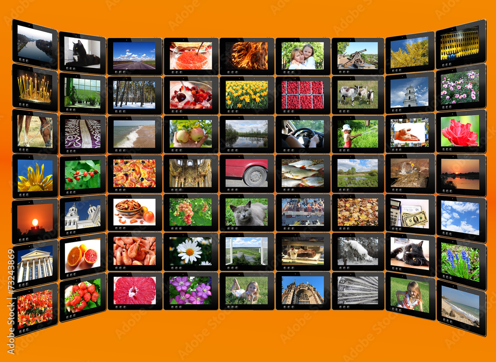 black tablets with motley pictures on the brown black tablets with motley pictures on the brown