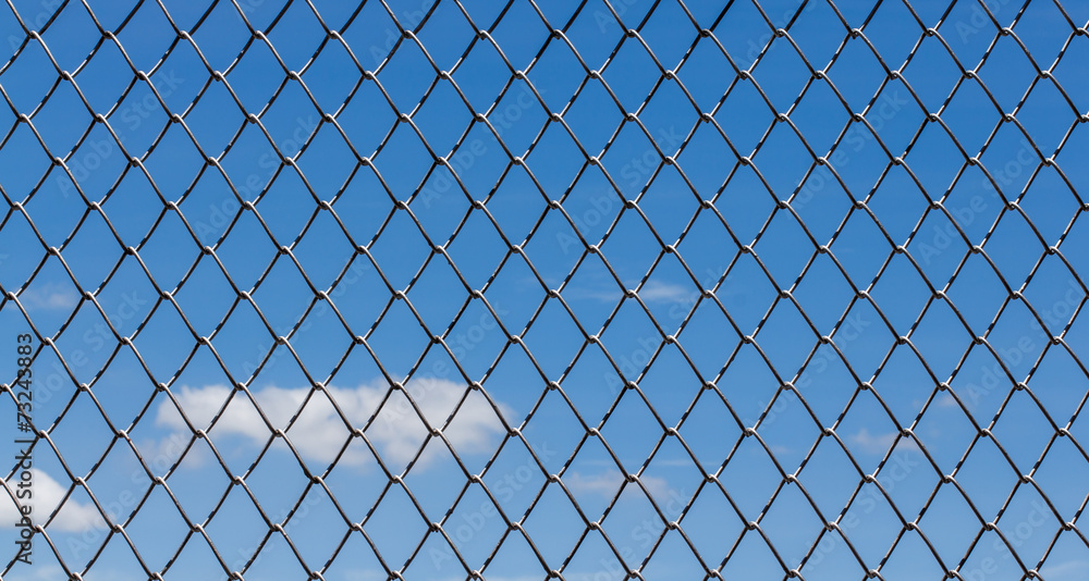 Metal mesh and sky Metal mesh and sky
