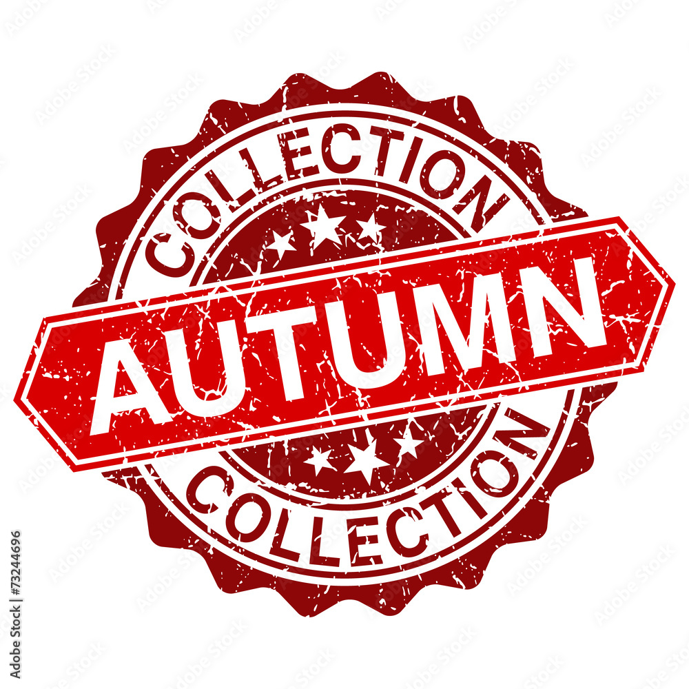 Autumn collection red vintage stamp isolated on white background