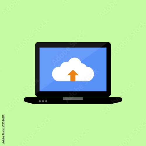 Flat style laptop with cloud uploading