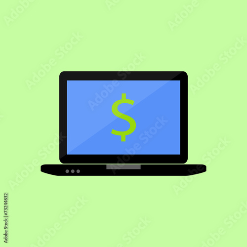 Flat style laptop with dollar