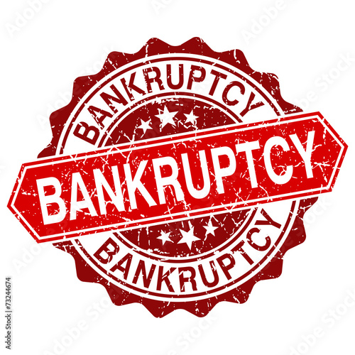 Bankruptcy red vintage stamp isolated on white background