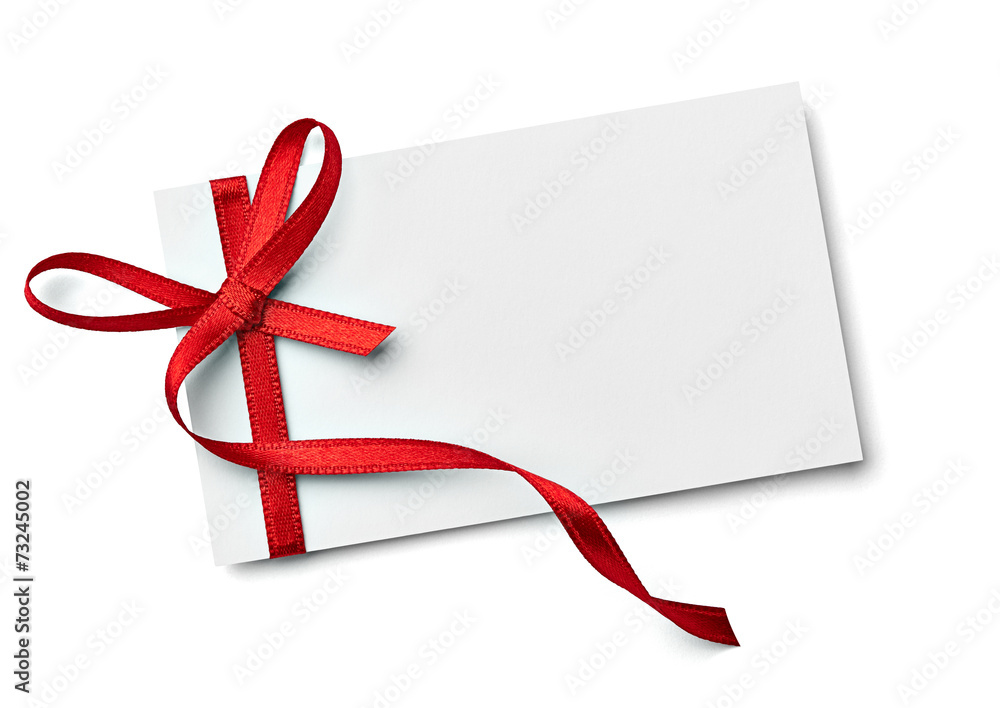 ribbon bow card note chirstmas celebration greeting - obrazy, fototapety, plakaty 