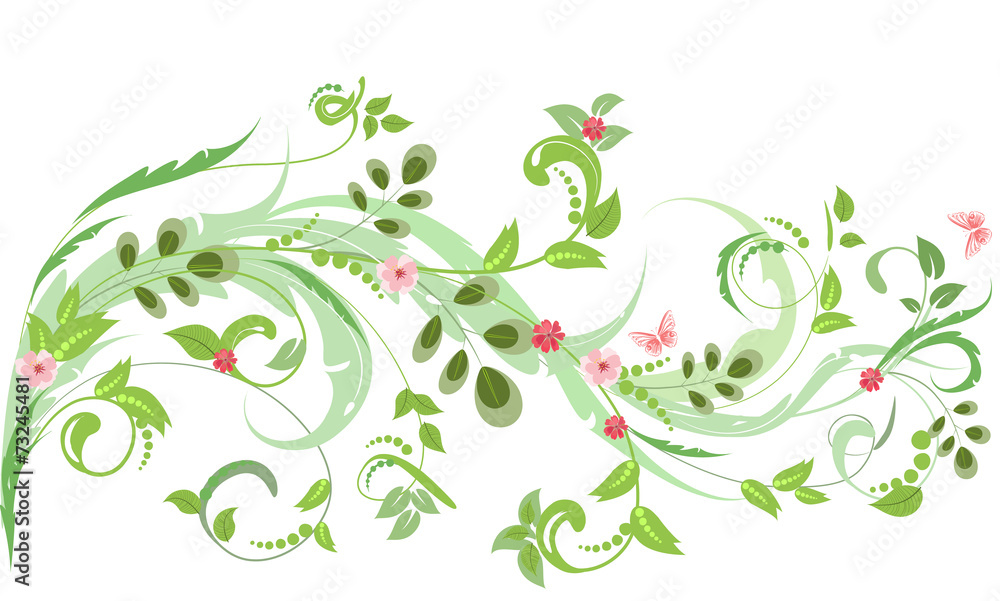 floral ornament with butterflies for your design floral ornament with butterflies for your design