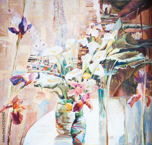 oil painting, flowers, still life