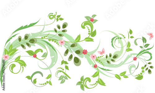 floral ornament with butterflies for your design